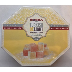 Rachatłukum o smaku różanym i cytrynowym bez dodatku cukru (zawiera substancje słodzące:)