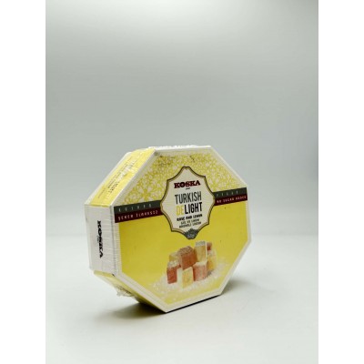 Rachatłukum o smaku różanym bez dodatku cukru (zawiera substancje słodzące:)